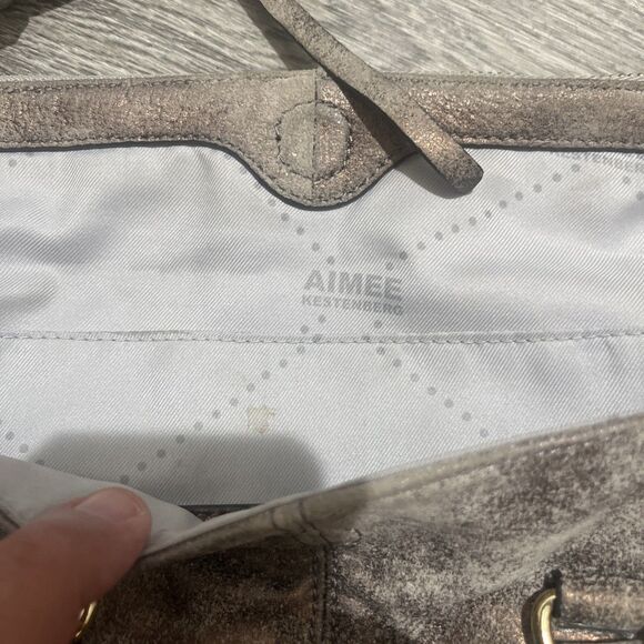 Aimee Kestenberg Soho Leather Gold Pink  Metallic Distressed Bag, Satchel - Picture 9 of 12